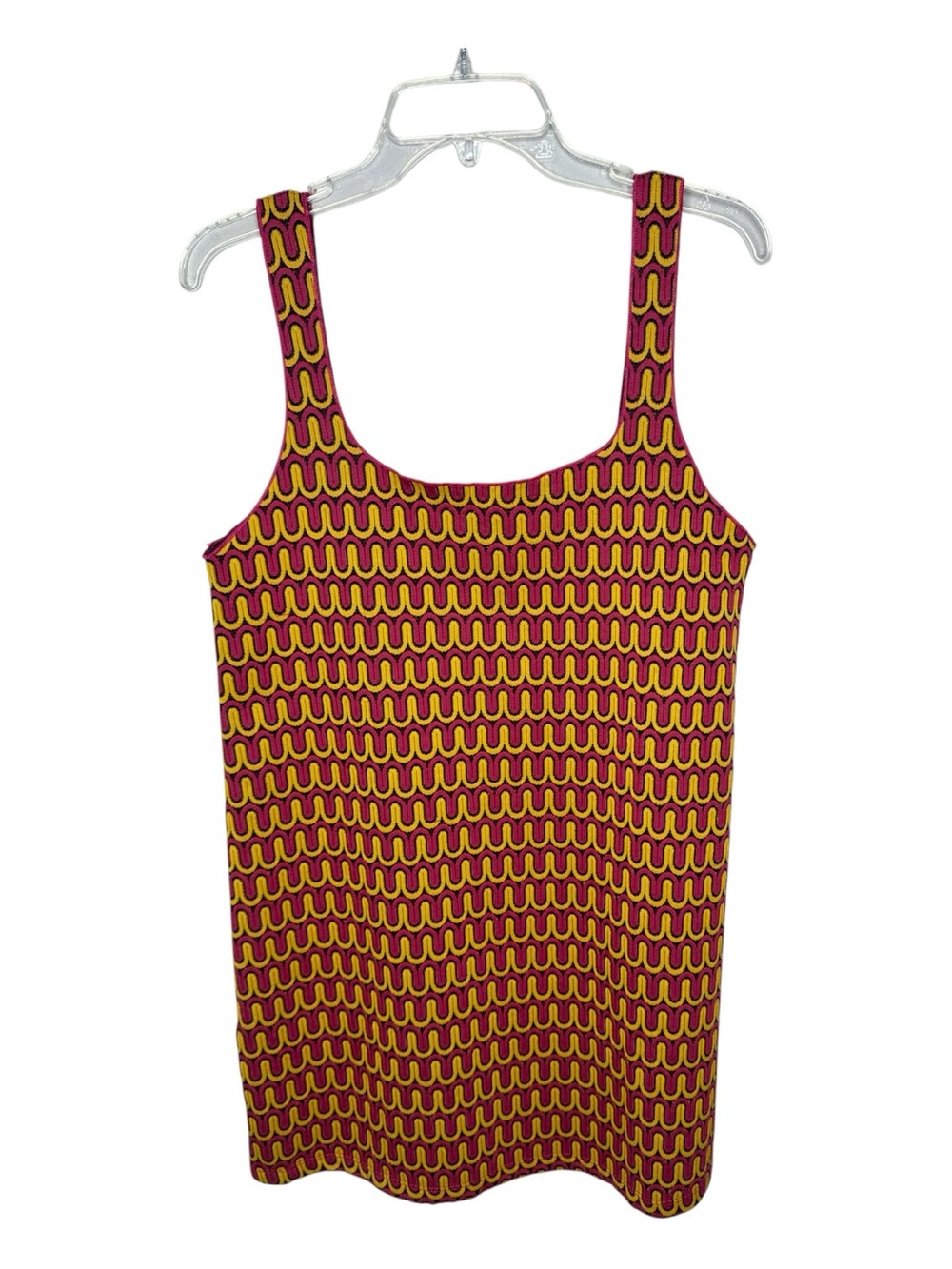 Zara Red/Orange Retro Pattern‎ Sleeveless Mod Mini Dress. Size Medium.